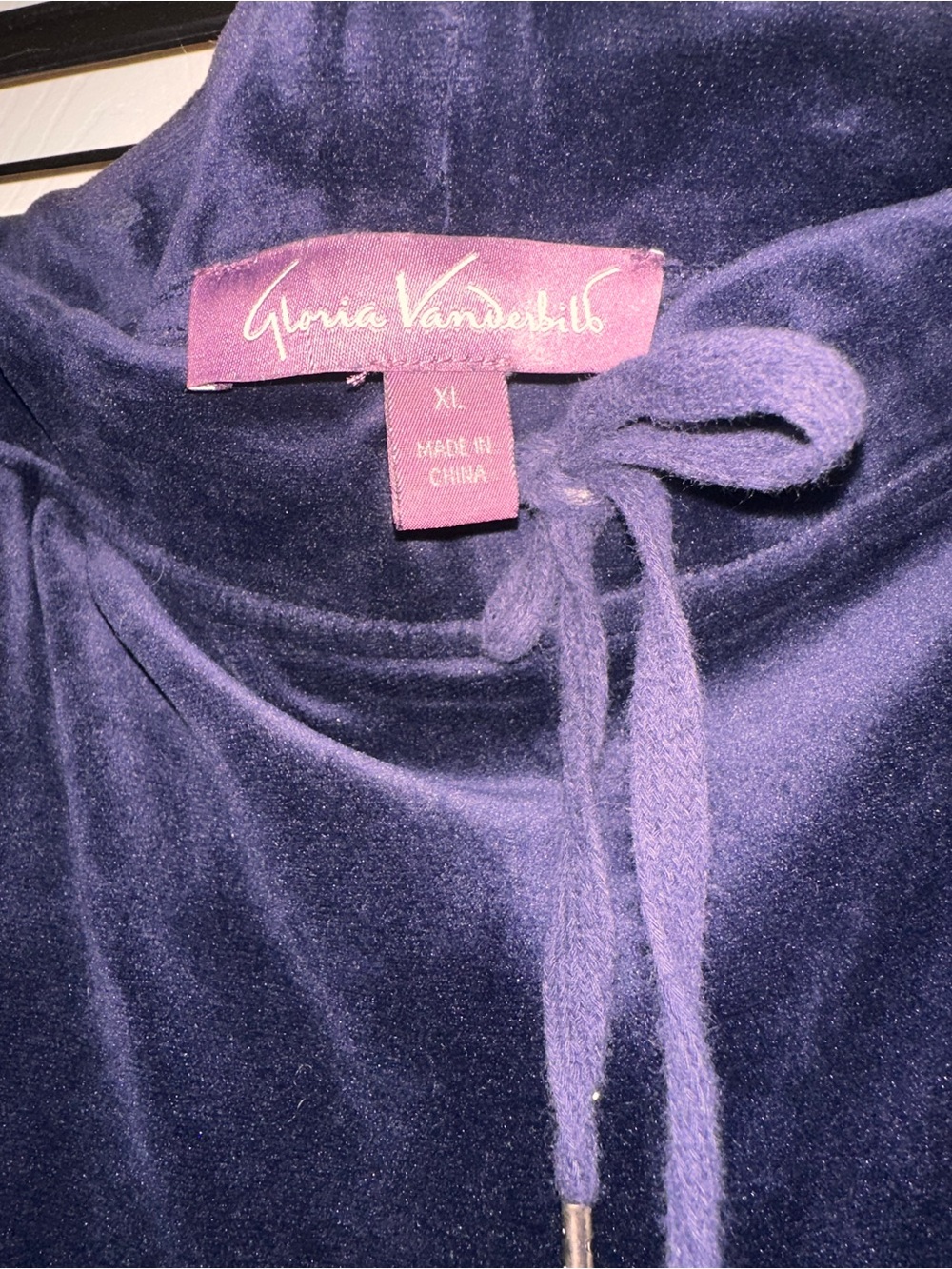 VINTAGE GLORIA VANDERBILT Velour Drawstring Lounge Pants - Navy XL